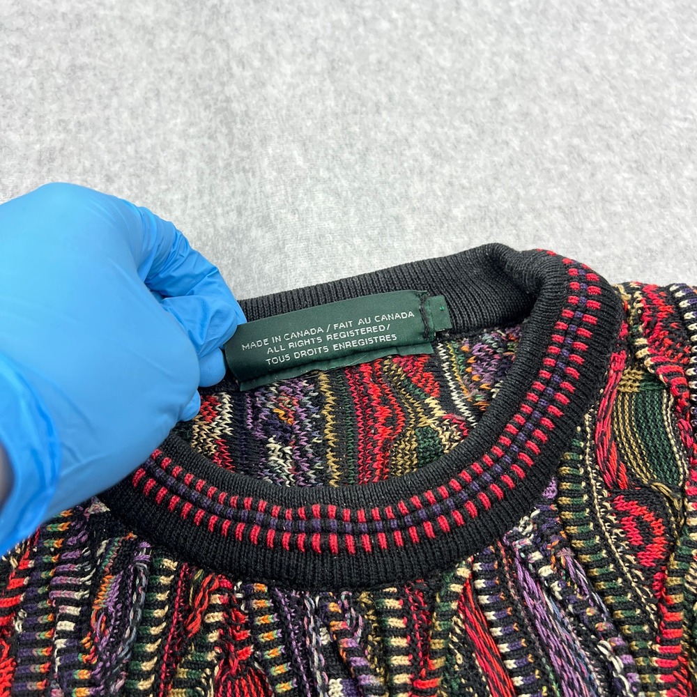 VTG Tundra Sweater Men's XL Multi Chunky 3D Knit Textured Coogi Crew Sweater - Picture 3 of 10